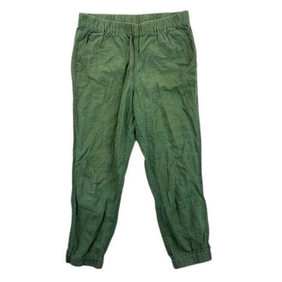 J.Crew Jogger Pants Women’s 8 Olive Green Linen Pull On Relaxed Fit Trousers - Picture 1 of 13